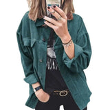 LOVEMI Blousse Green / L Lovemi -  New Corduroy Jacket Shirt Lapel Long Sleeve Loose Casual