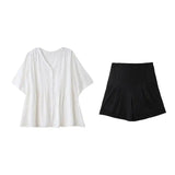 LOVEMI Blousse Lovemi -  Fashion Loose Age-reducing Chiffon Doll Shirt Short Sleeve