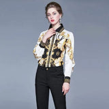 LOVEMI Blousse Lovemi -  New Retro Palace Print Ruffled Slim-fit Fashion Print Shirt