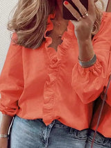 LOVEMI Blousse Orange / S Lovemi -  Spring, Summer And Autumn New Style Long-sleeved Ruffles In