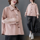 LOVEMI Blousse Pink / L Lovemi -  Plus Size Women Fall Vintage Corduroy Shirt