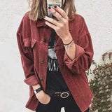 LOVEMI Blousse Red / M Lovemi -  New Corduroy Jacket Shirt Lapel Long Sleeve Loose Casual