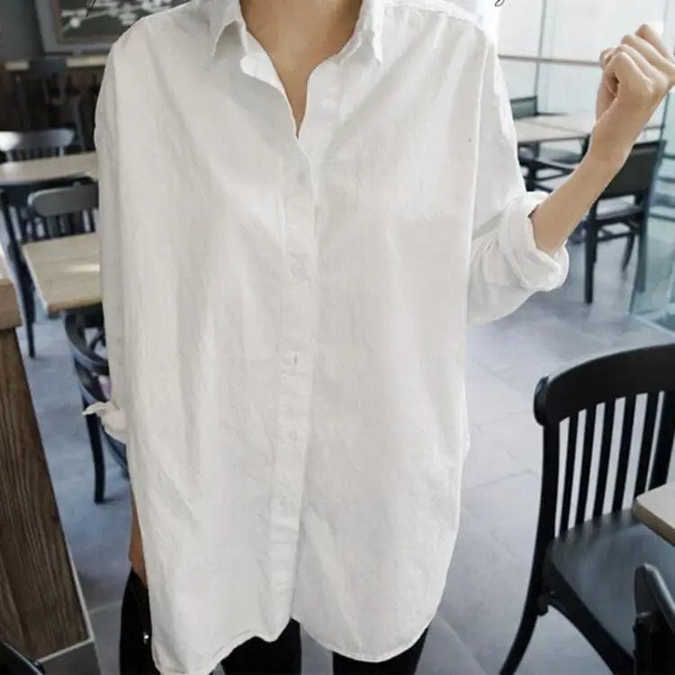 LOVEMI Blousse White / S Lovemi -  Loose V-neck white shirt