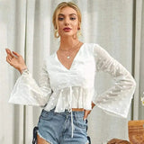 LOVEMI Blousse White / S Lovemi -  Sexy European And American Shirt Women's Lace-up Blouse
