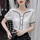 LOVEMI Blousse White / S Lovemi -  Square collar design sweet lace shirt hook