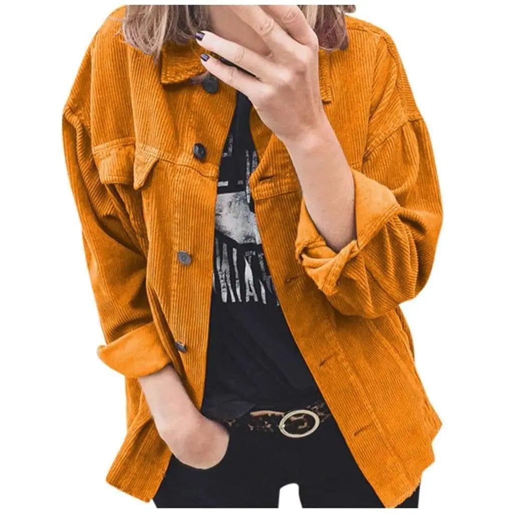 LOVEMI Blousse Yellow / S Lovemi -  New Corduroy Jacket Shirt Lapel Long Sleeve Loose Casual