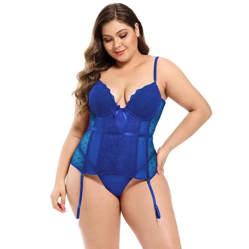 LOVEMI  Bodysuit Blue / S Lovemi -  Steel Ring-breasted Garter Belt Sexy Lingerie Set