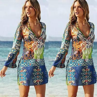 Boho Chic Beach Dress | Vibrant Summer Fashion-MULTI-2