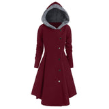 Bombshell Christmas Trench Women's Long Hooded Coat Woman-Red-4