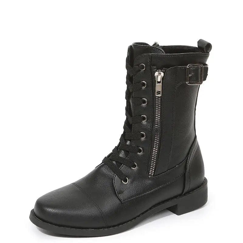 LOVEMI  Boots Black / 4 Lovemi -  Lace-up Western Boots Cowboy Boots Women Side Zipper Shoes