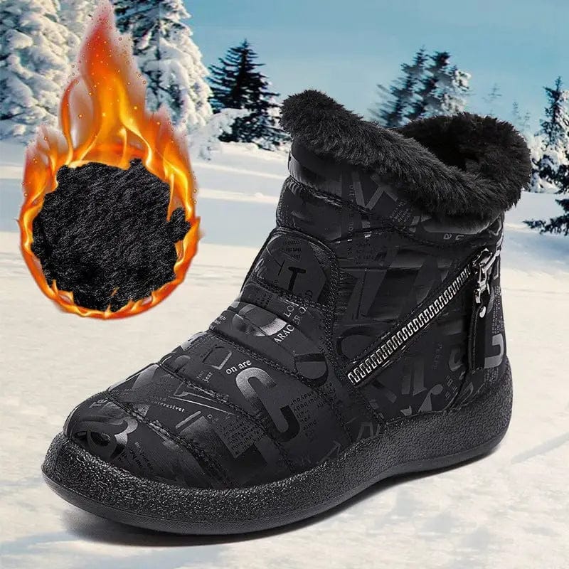 LOVEMI  Boots Black / 4 Lovemi -  Letter Print Boots Winter Warm Plush Snow Boot Women Shoes