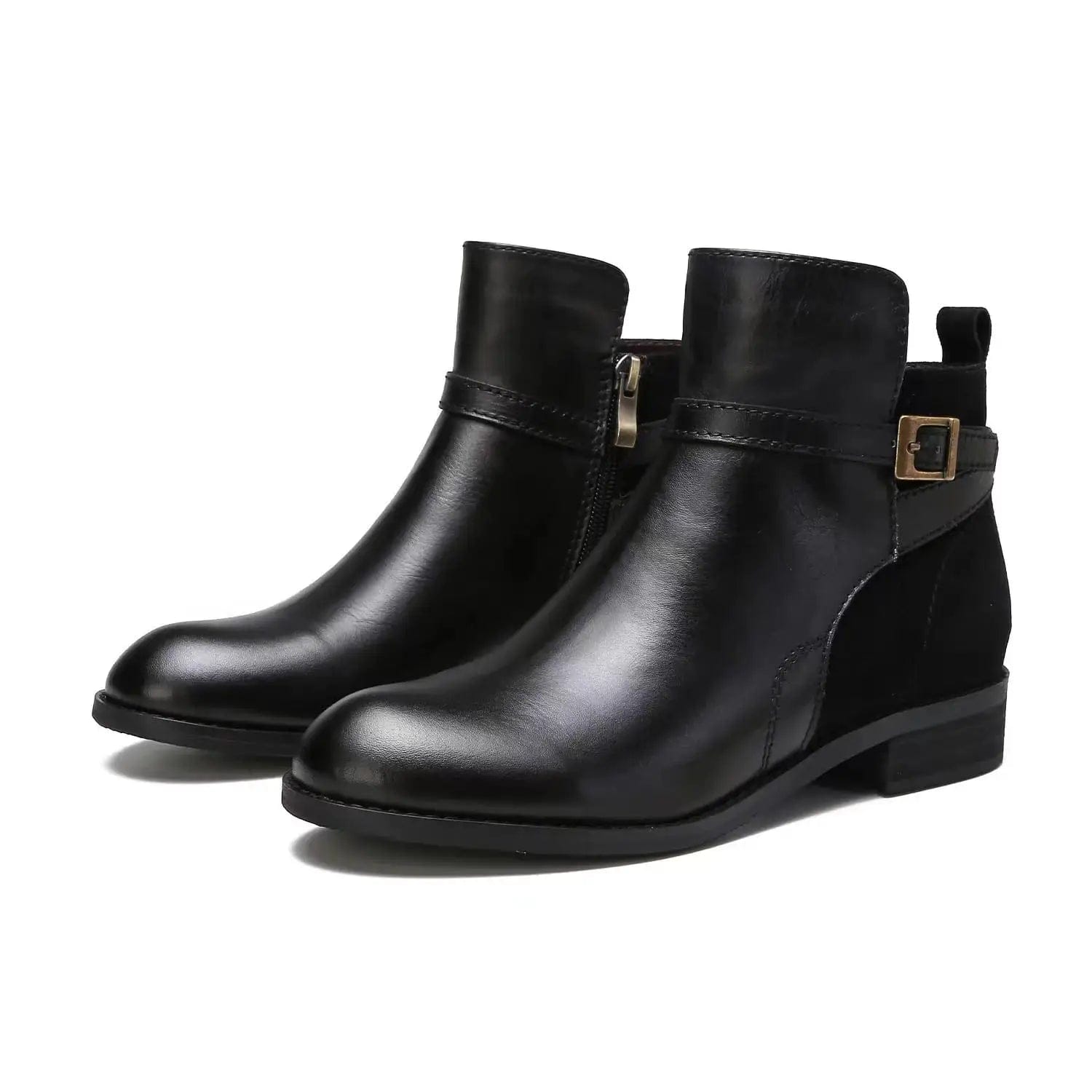 LOVEMI  Boots Black / 4 Lovemi -  Low Heel Boot Women Buckle Shoes Fall Winter Waterproof Boots
