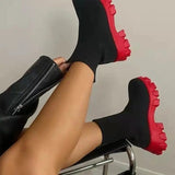 LOVEMI  Boots Black red / 4 Lovemi -  Women Sock Boots Platform Chunky Heels Shoes
