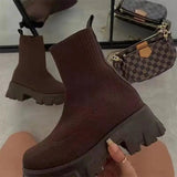 LOVEMI  Boots Brown / 4 Lovemi -  Women Sock Boots Platform Chunky Heels Shoes