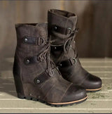 LOVEMI  Boots Dark Grey / 3 Lovemi -  Women Color Matching Lace Up Martin Boots