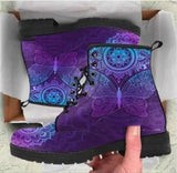LOVEMI  Boots Frosted Purple / 6 Lovemi -  Women Ankle Boots Low Heels Shoes Woman Vintage Pu Leather Autumn Warm Winter high Snow Boots Motorcycle Skull Pansy