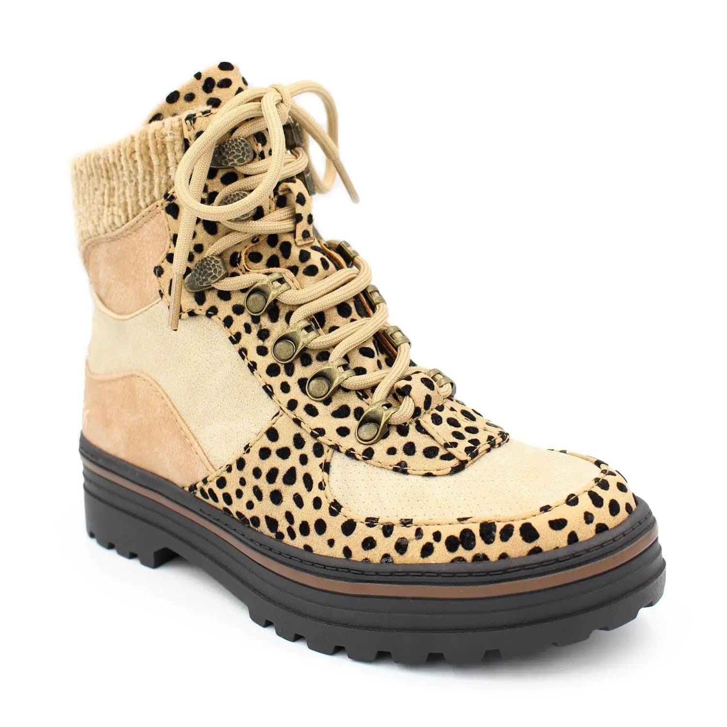 LOVEMI  Boots Leopard print / 4 Lovemi -  Leopard Boots Women Lace Up Martin Boots Winter Low Heel Shoes