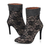 LOVEMI  Boots Lovemi -  Lace mesh fine-heeled medium boots women