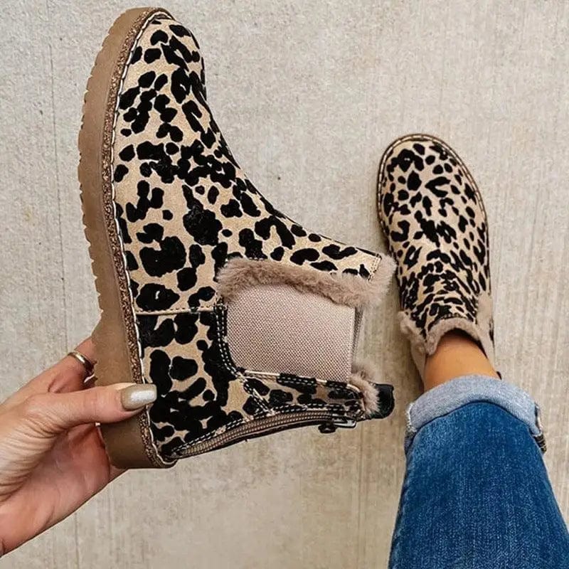 LOVEMI  Boots Lovemi -  Leopard Shoes Warm Plush Ankle Boots For Women