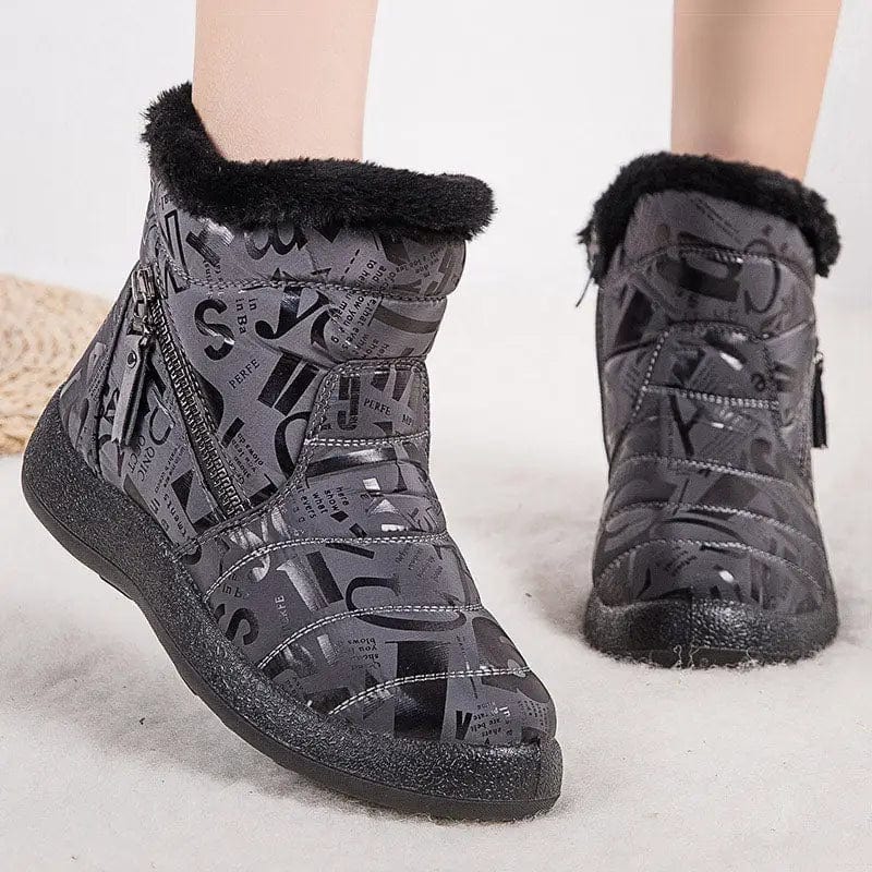 LOVEMI  Boots Lovemi -  Letter Print Boots Winter Warm Plush Snow Boot Women Shoes