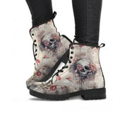 LOVEMI  Boots Lovemi -  Women Ankle Boots Low Heels Shoes Woman Vintage Pu Leather Autumn Warm Winter high Snow Boots Motorcycle Skull Pansy