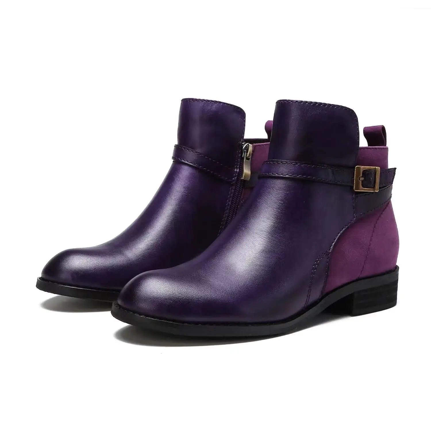 LOVEMI  Boots Purple / 4 Lovemi -  Low Heel Boot Women Buckle Shoes Fall Winter Waterproof Boots