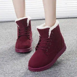 LOVEMI  Boots Wine red / 4 Lovemi -  Winter Snow Boots Lace Up Platform Shoes Women Plush Suede Ankle Boots