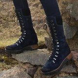 LOVEMI  Bottes Black / 4 Lovemi -  Lace-Up Combat Boot Winter Cowboy Western Boots Women Vintage Platform Shoes