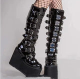 LOVEMI  Bottes Black / 4 Lovemi -  Metallic Belt Buckle Thick-soled High Boots Women