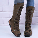 LOVEMI  Bottes Lovemi -  Lace-Up Combat Boot Winter Cowboy Western Boots Women Vintage Platform Shoes