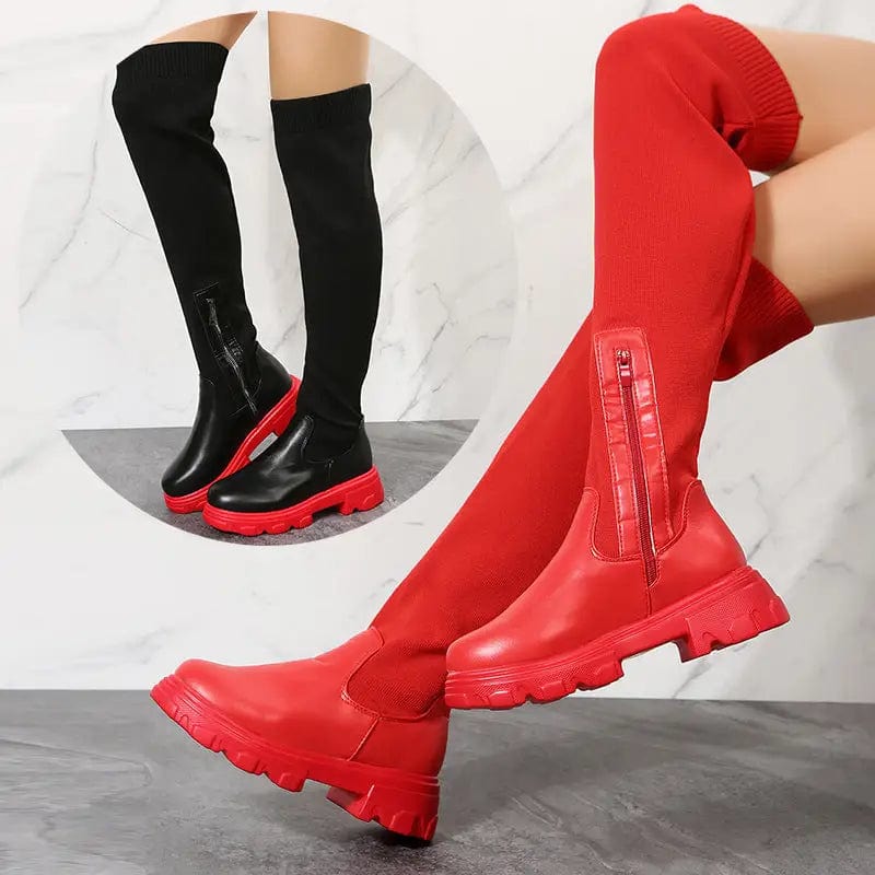 LOVEMI  Bottes Lovemi -  Long Boots Women Winter Shoes Fashion Side Zipper Knee High Boots