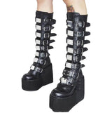 LOVEMI  Bottes Lovemi -  Metallic Belt Buckle Thick-soled High Boots Women