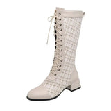 LOVEMI  Bottes Lovemi -  Spliced Lace-up High Boots For Women