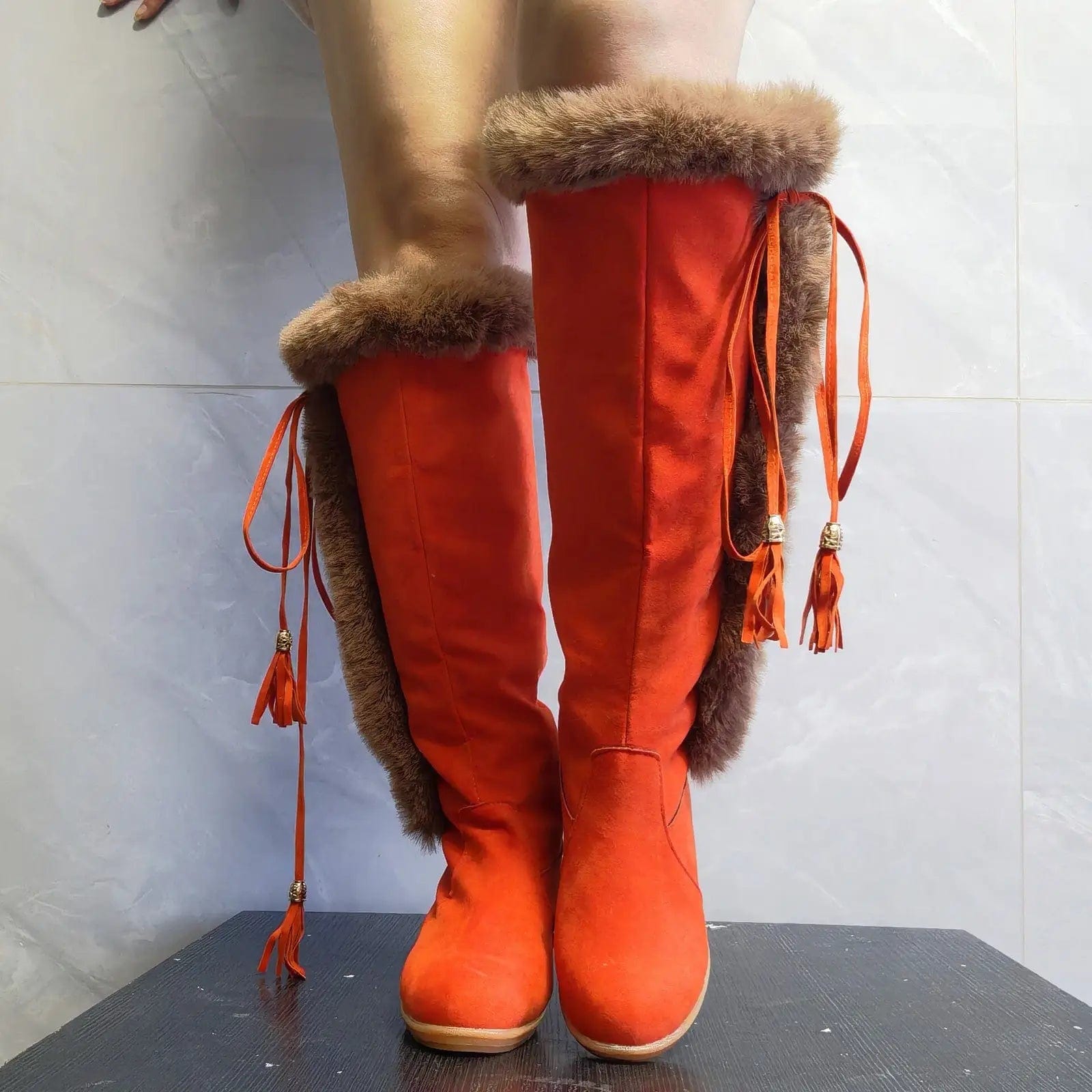 LOVEMI  Bottes Lovemi -  Winter Plush Long Boots For Women Combat Boots Wedges Shoes