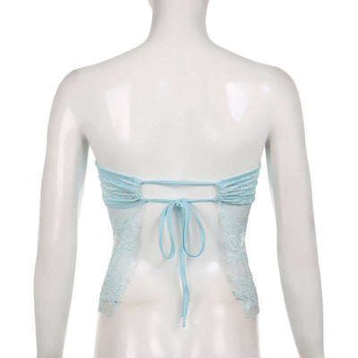 Bow Lace Tube Top Backless Lace-up Dopamine Color Hot-9