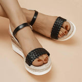 Braided Linen Wedge Sandals-4