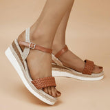 Braided Linen Wedge Sandals-5