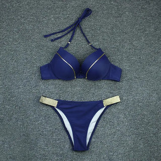 LOVEMI - Bronzing Fabric Sexy Split Bikini Swimsuit Women