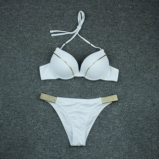 LOVEMI - Bronzing Fabric Sexy Split Bikini Swimsuit Women