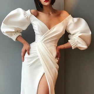 Bubble Sleeve Dress Evening White / Xl Evening Dresses