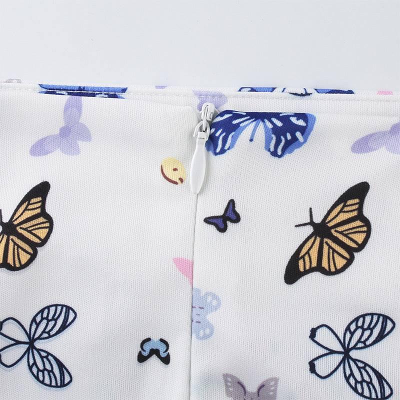 Butterfly print tight split hip skirt-10