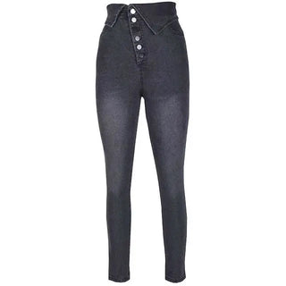 LOVEMI - Button cuffed high-rise jeans