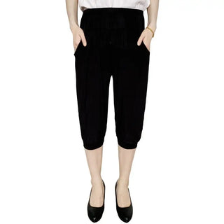 LOVEMI - Cage pants printed large size thin ice silk elastic waist
