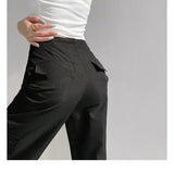 LOVEMI  cargo Dark Grey / S Lovemi -  Low-waisted Drawstring Three-dimensional Pocket Work Pants For Women