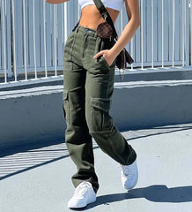 Cargo Pants For Women High Waisted Casual Pants Baggy-Army green-1