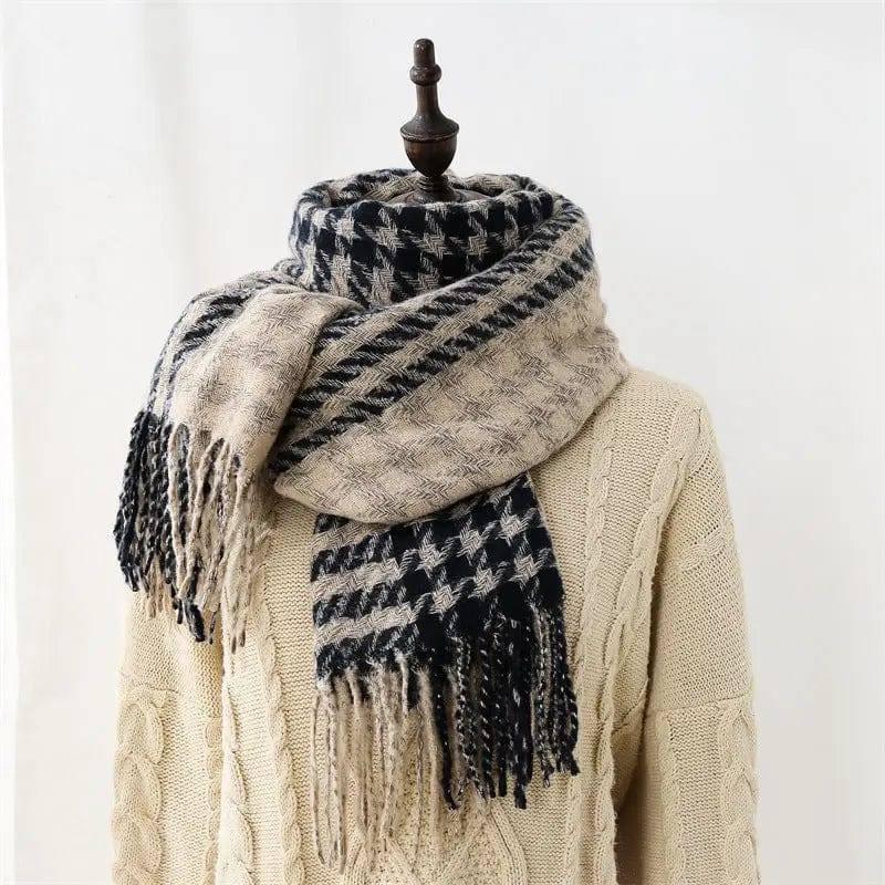 Cashmere Scarf With Thickened Shawl-White-2
