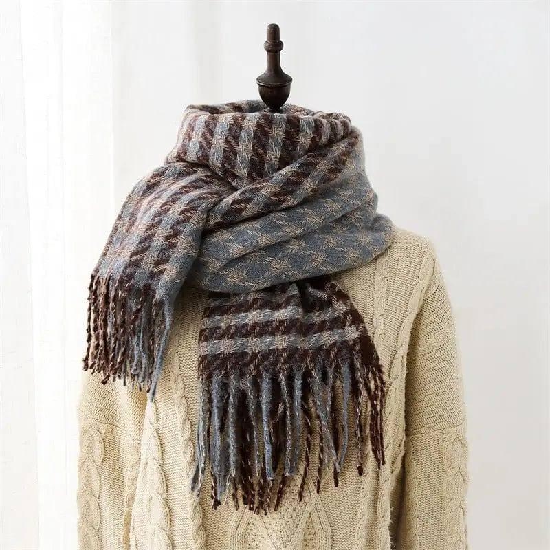 Cashmere Scarf With Thickened Shawl-Brown-5