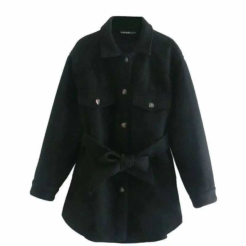 LOVEMI - Casual and simple shirt-style mid-length jacket autumn and