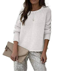 Casual Bottoming Sweater Knit Sweater-White-2
