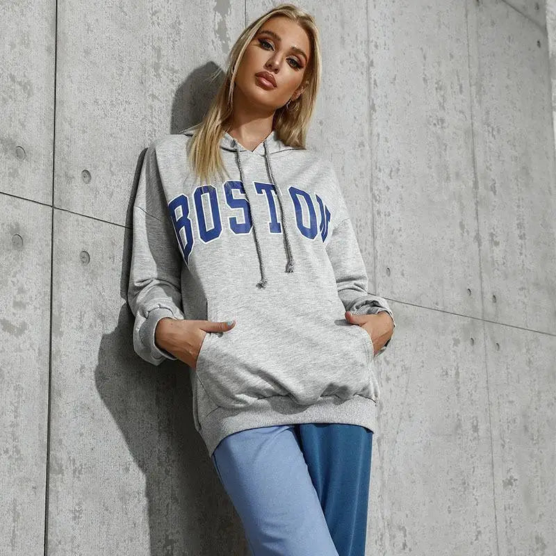 LOVEMI - Casual Hooded Trendy Letter Sweater
